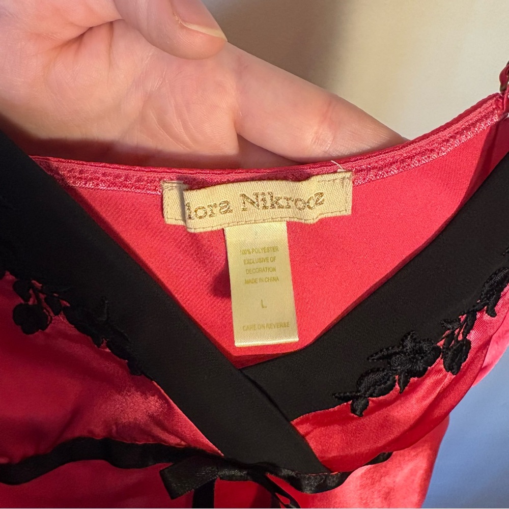 Y2K Pink and Black Satin Cami Lingerie Top - Picture 3 of 3